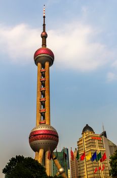 Old Buildings Modern Buildings The Bund, Old Part of Shanghai China Trademarks obscured.