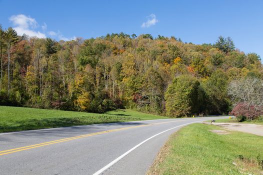 Trees along the Cherohala Skyway in North Carolina are showing the Fall colors.6