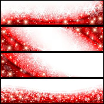 Red Christmas Banner Set - Xmas Illustration