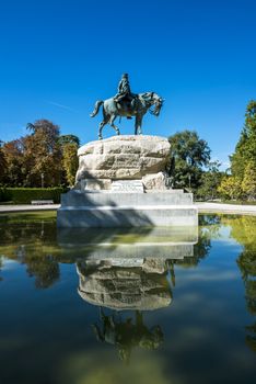statue in the famous and beautiful Retiro park of Madrid, Spain