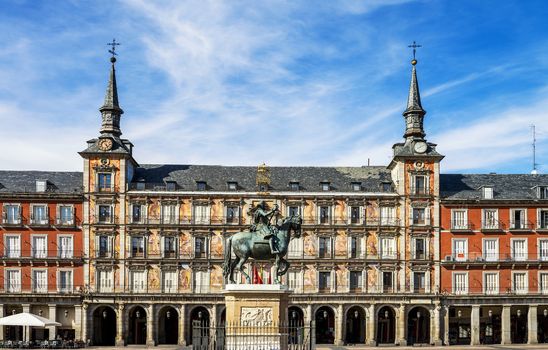 View of Statue of King Philips III, Plaza Mayor, Madrid, Spain