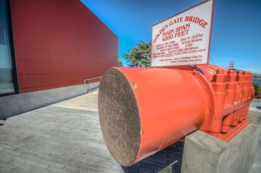 Golden Gate Bridge  - a part of steel cable in San Francisco, California, USA