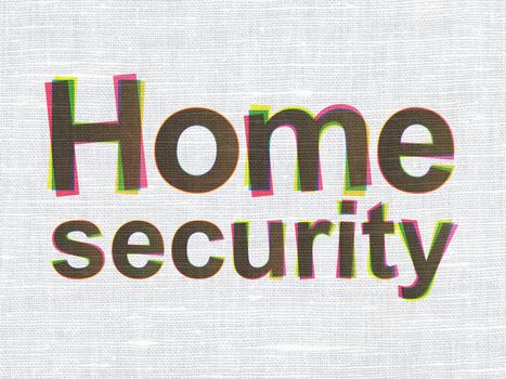 Safety concept: CMYK Home Security on linen fabric texture background, 3d render