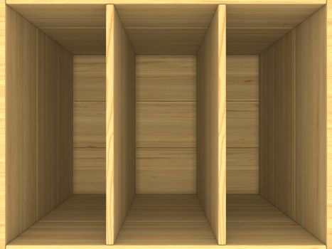 empty wooden box. 3D image