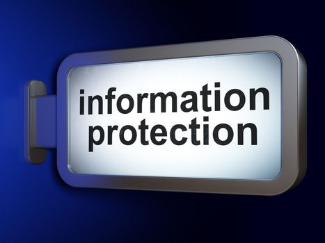 Safety concept: Information Protection on advertising billboard background, 3d render