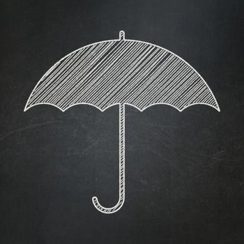 Security concept: Umbrella icon on Black chalkboard background, 3d render