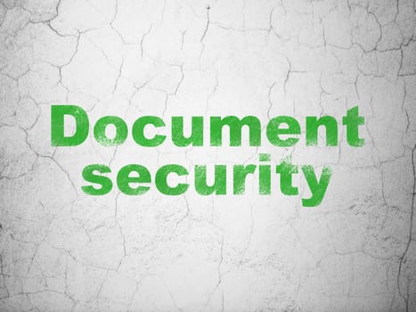 Protection concept: Green Document Security on textured concrete wall background, 3d render