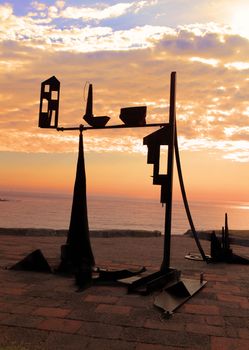 Bondi  Australia - November 3,  2013: Sculpture By The Sea, 2013.   Sculpture titled 'Provincia Deserta' by Orest Keywan (NSW).  Medium - steel, concrete, polymer