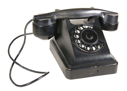 Telephone 1950 - 1960 period. Made of plastic. In many cases, the color was black