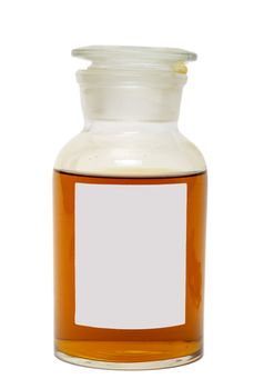 Large Glass Jar with a Lid, Filled with Dark Yellow Honey, empty label