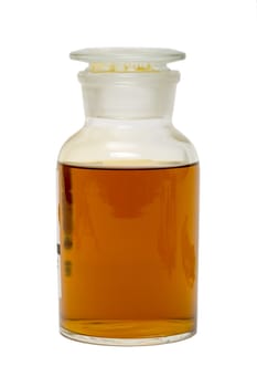 Large Glass Jar with a Lid, Filled with Dark Yellow Honey, isolated on white
