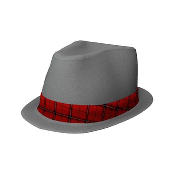 3D digital render of an elegant man's hat isolated on white background