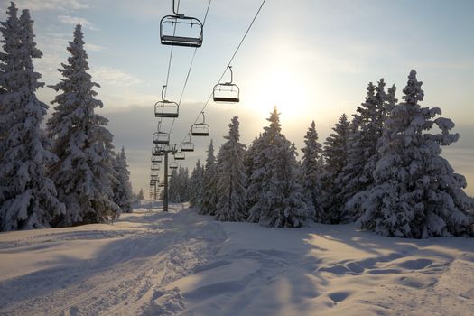 Chairlift on a ski resort