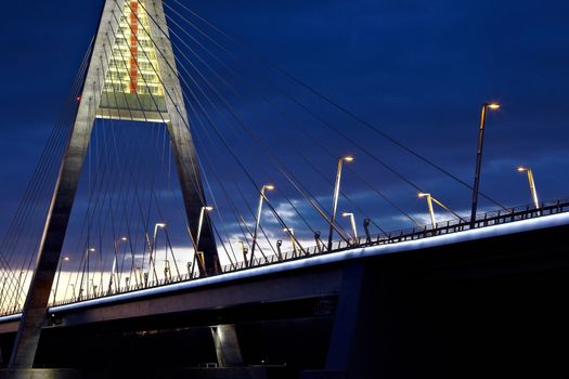 Highway bridge with night light