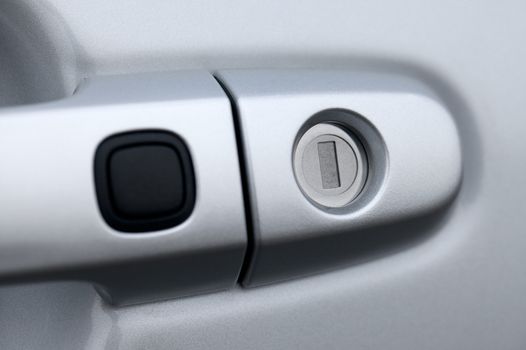 Car door handle close up