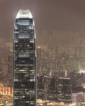 Aerial photo of IFC hong kong at night