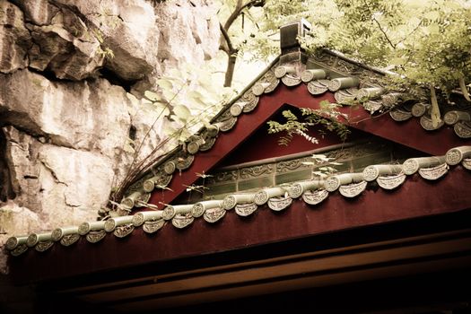 Details of old chinese house roof