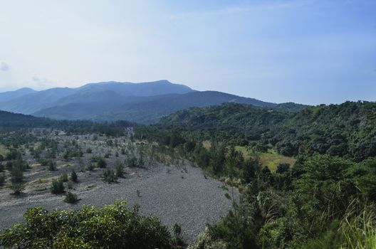 Dry river surrounded by mountains, PHilippines