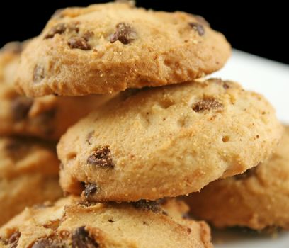 Stack of crunchy chocolate chip cookies ready to go.