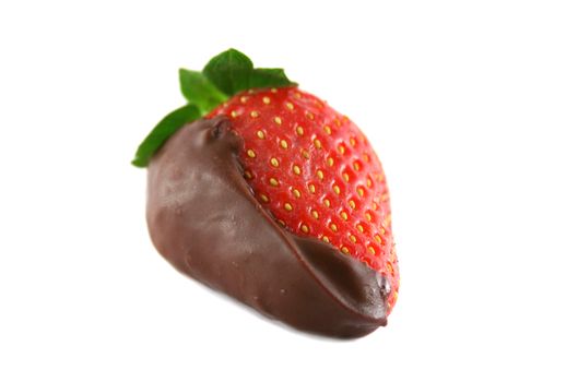 Fresh strawberry dipped in melted chocolate ready to serve.