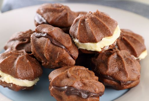 Delicious fresh baked chocolate star biscuits ready to serve.