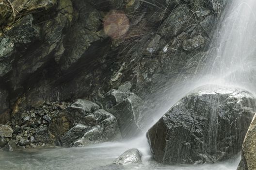 Small natural waterfall in a mountain, Philippines