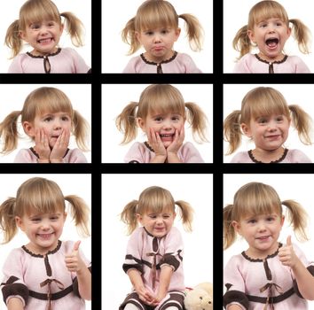 Cute child with different face expressions