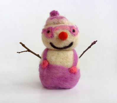 Funny snowman - handmade needle felted wool