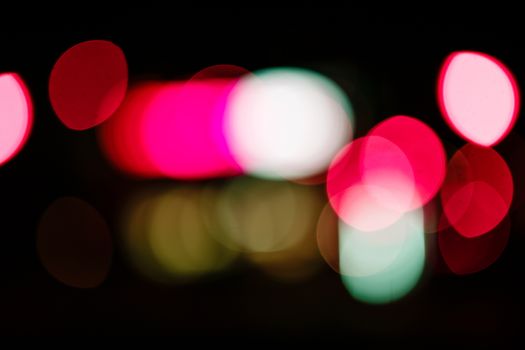 Abstract defocused lights of the night city bokeh background