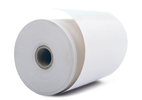 white office paper roll isolated on white background