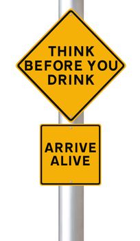 Modified road sign warning of the danger of drinking and driving