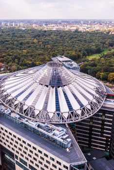 view of the Sony Center in Berlin from above