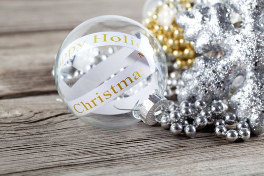 Christmas decoration on wooden background