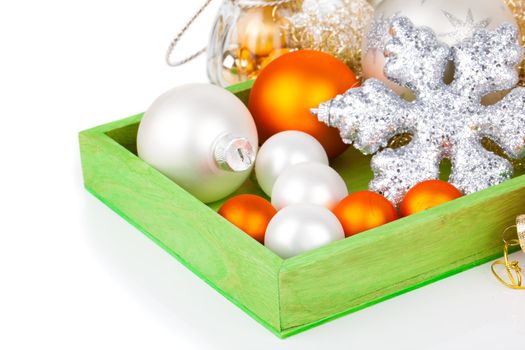 Christmas decoration with copy space, on white background