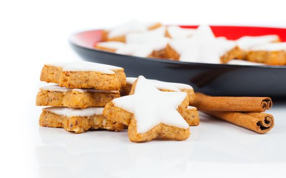 christmas cinnamon star cookies isolated on white