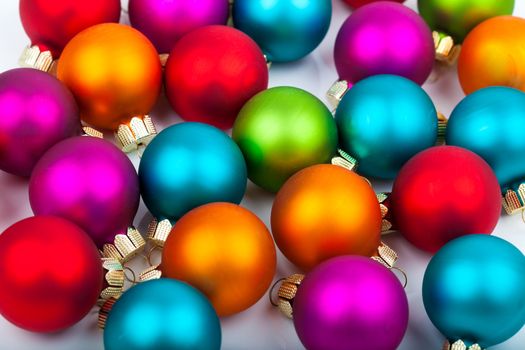 Multi-colored Christmas baubles as a background