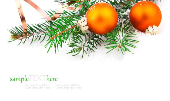 Christmas bauble with copy space, on  on white background