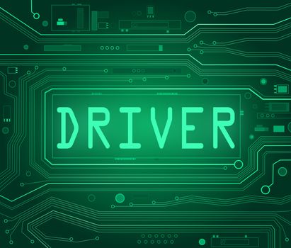 Abstract style illustration depicting printed circuit board components with a driver concept.
