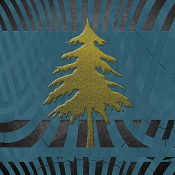 Christmas greeting card, Christmas tree gold, in modern geometric background