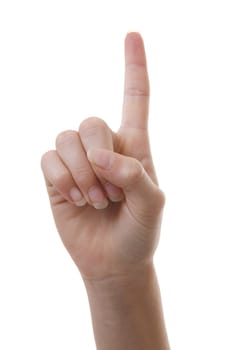 hand counting with open forefinger number 1 over white background