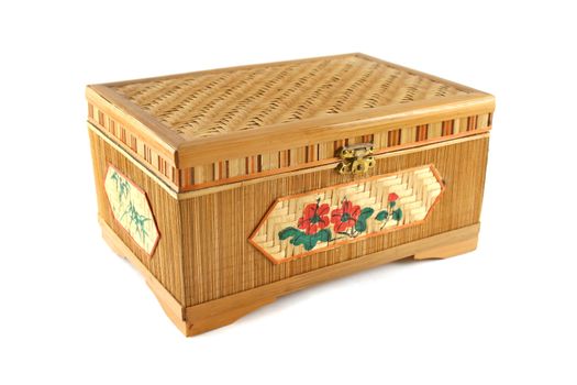 Decorative handmade woven cane box.