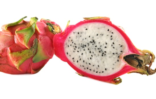 Sliced dragon fruit which is a colorful and delicious tropical fruit.