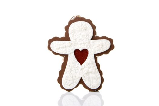 Gingerbread Man as a Christmas decoration with white background