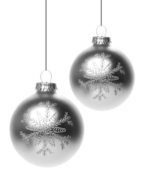 christmas, christmas baubles silver with white background