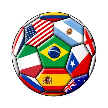 Football ball - soccer - with flags isolated on a white background