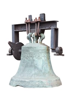 Old bronce bell isolated over white background