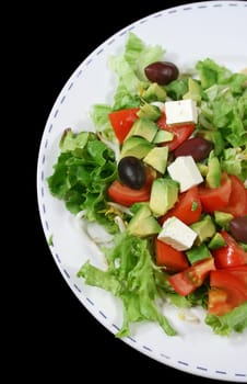 Freshly prepared feta cheese salad ready to serve.