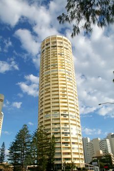The iconic round Focus Building in Surfers Paradise Gold Coast Australia.