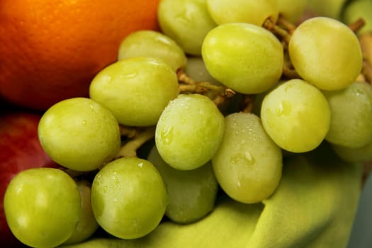 Fresh picked green grapes ready to serve.