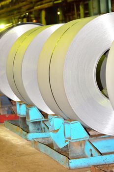 sheet rolls in warehouse shoot inside of plant